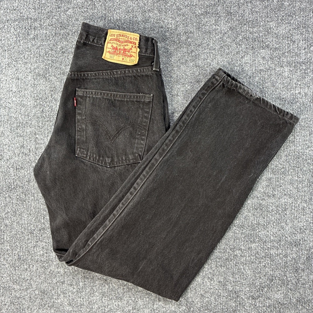 Levis 501 Original Fit Jeans Mens 31x32 Fits 30x30 Black Straight Leg Button Fly